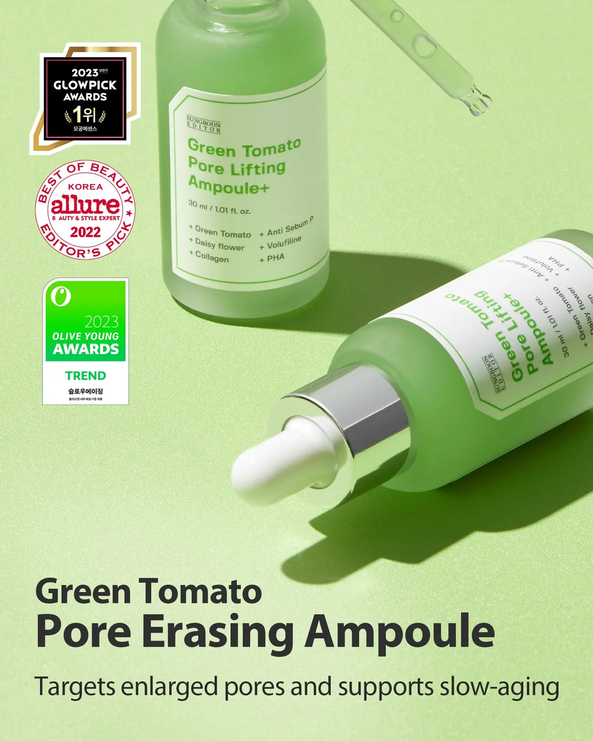Sungboon Editor Green Tomato Pore Lifting Ampoule 30 ml pori
