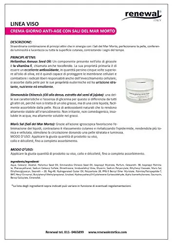 Renewal crema giorno viso anti-age 50ml sali mar morto