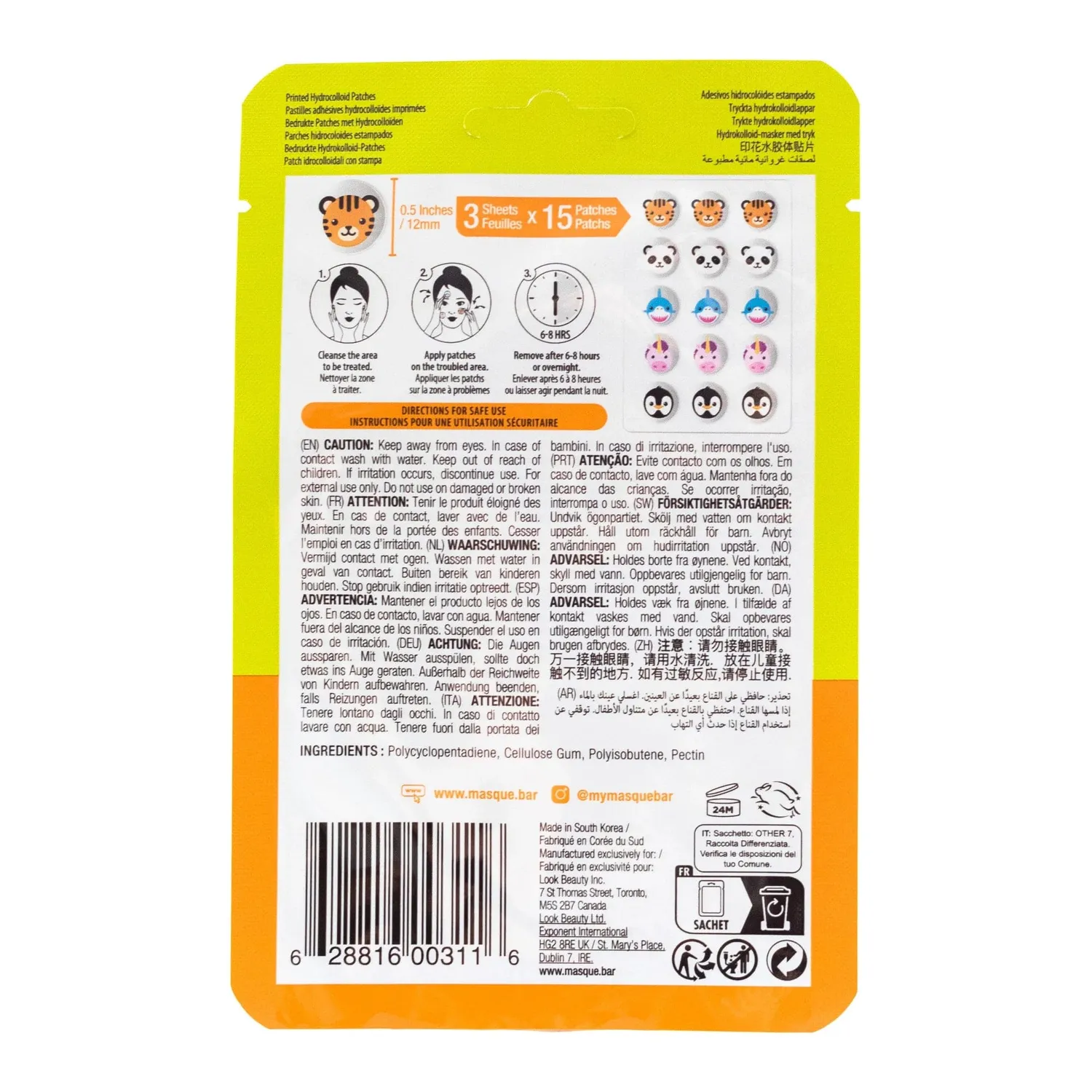 MasqueBar Pretty Animalz patch brufoli idrocolloide zinco
