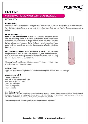 Renewal Acqua Tonica Fiordaliso tonico viso decongestionante