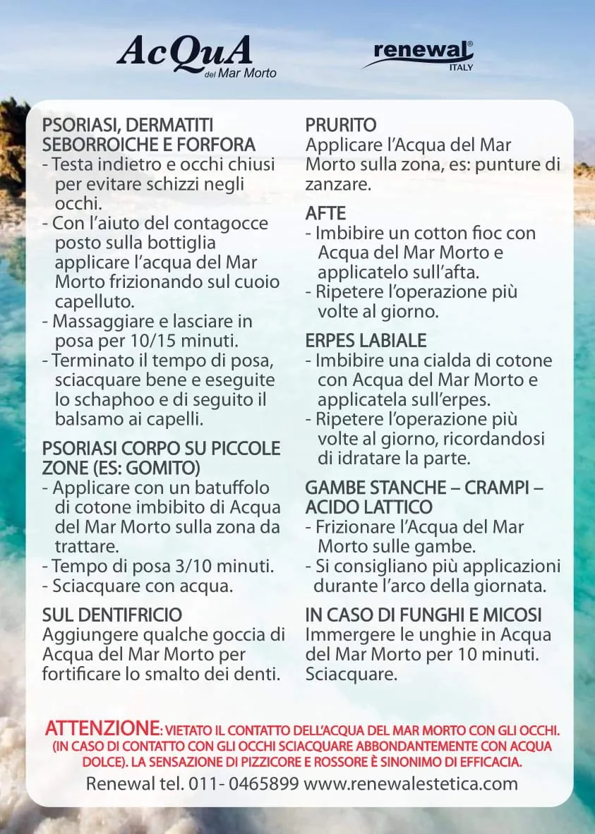 Renewal Acqua Mar Morto 100ml Psoriasi Dermatite