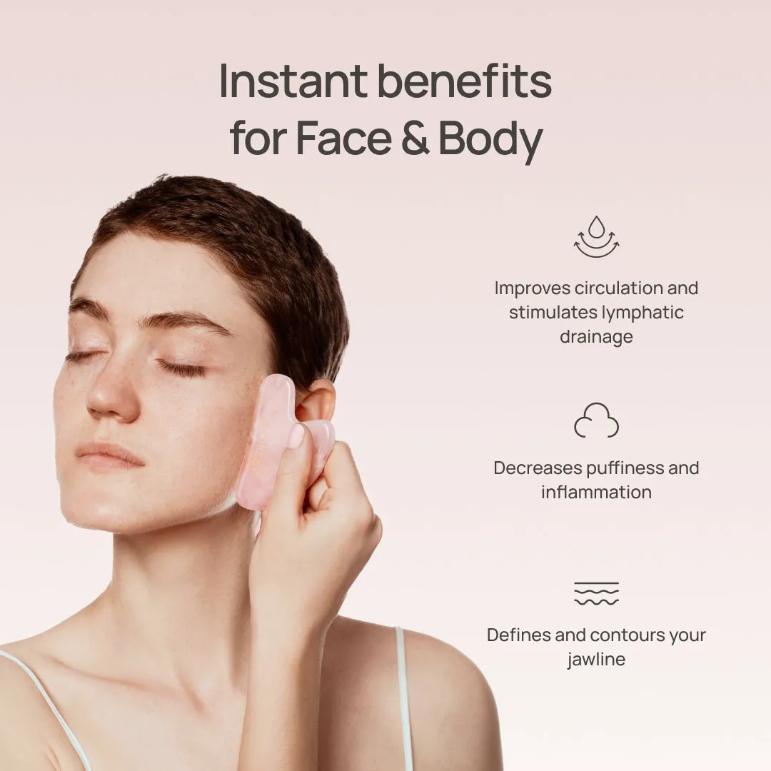 Plantifique Rose Quartz Gua Sha Viso Quarzo Rosa con Custodia