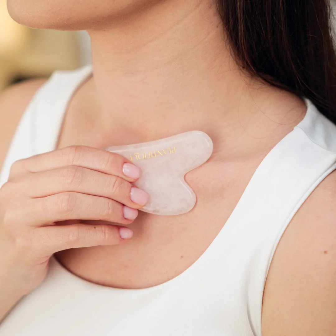 Plantifique Rose Quartz Gua Sha Viso Quarzo Rosa con Custodia