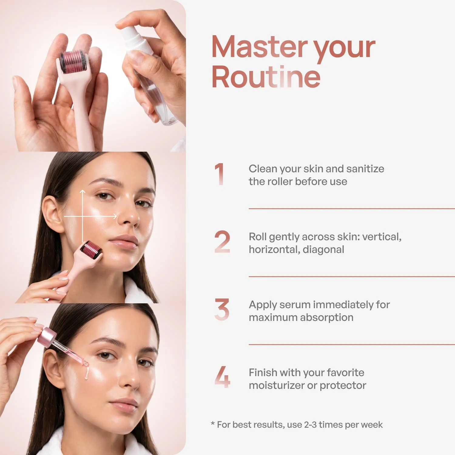 Plantifique Derma Roller rullo viso 0,25 mm rosa 540 aghi