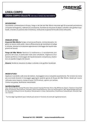 Renewal Crema Corpo Cellulite Fango Zenzero 250ml termogenica