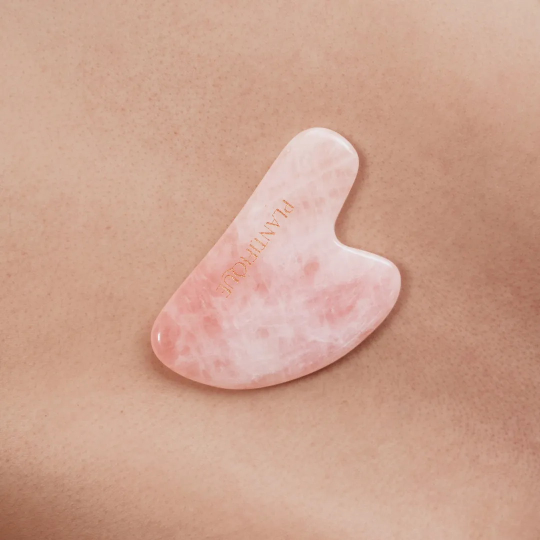Plantifique Rose Quartz Gua Sha Viso Quarzo Rosa con Custodia