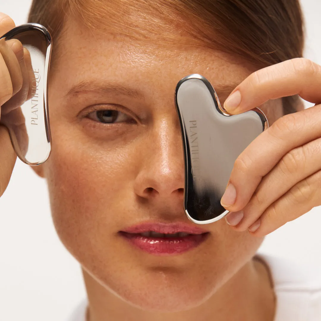 Plantifique Ultimate Gua Sha Trio Pietre Viso Giada Quarzo Acciaio