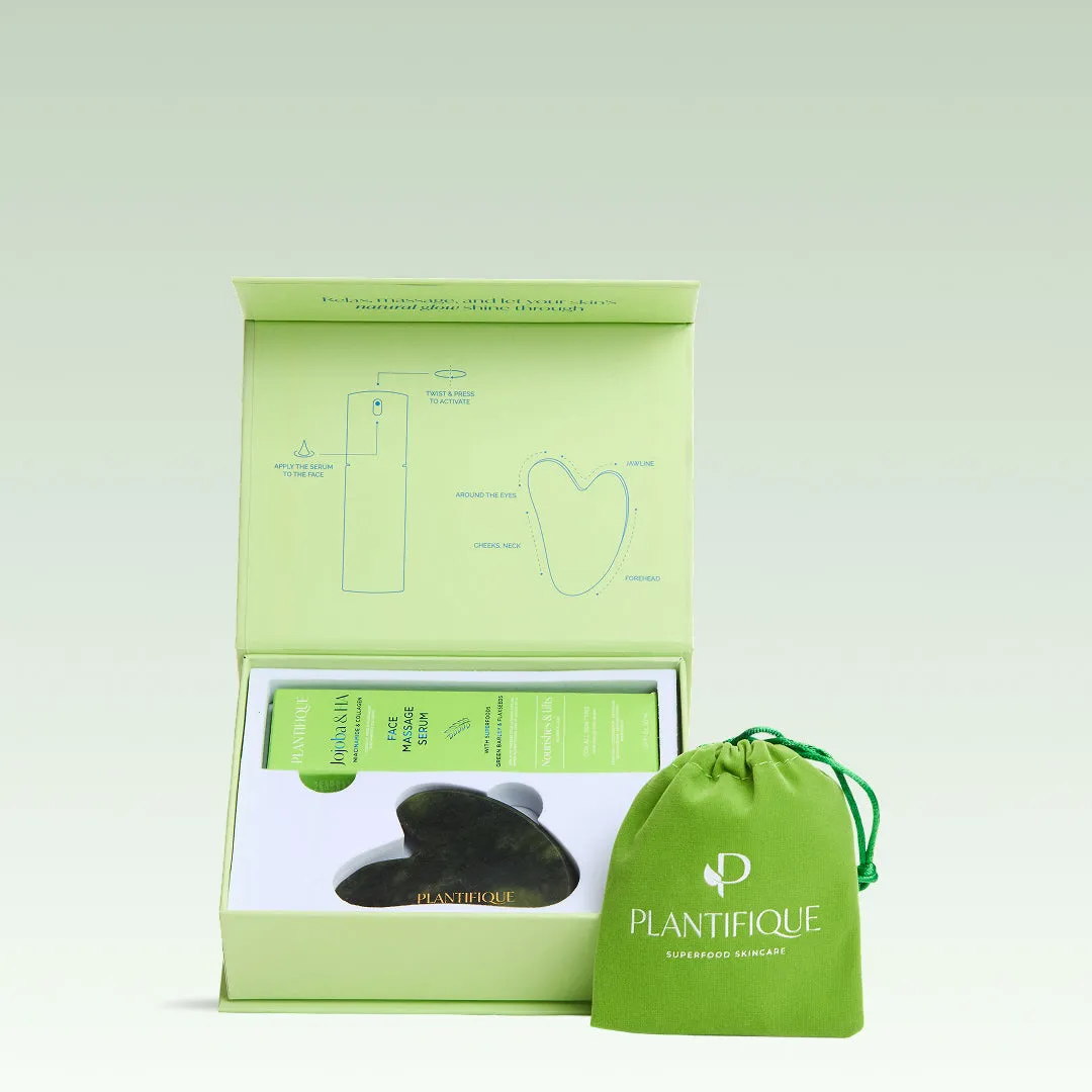 Plantifique Serenity Massage Ritual Set roller giada + siero jojoba