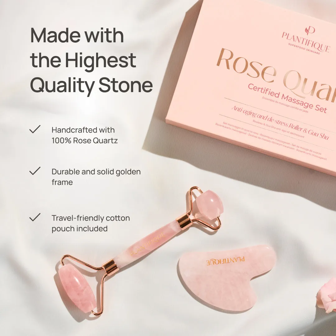 Plantifique Set Rullo Viso Quarzo Rosa e Gua Sha