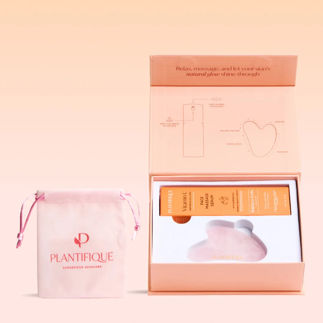 Plantifique Glow Massage Ritual set viso gua sha + siero
