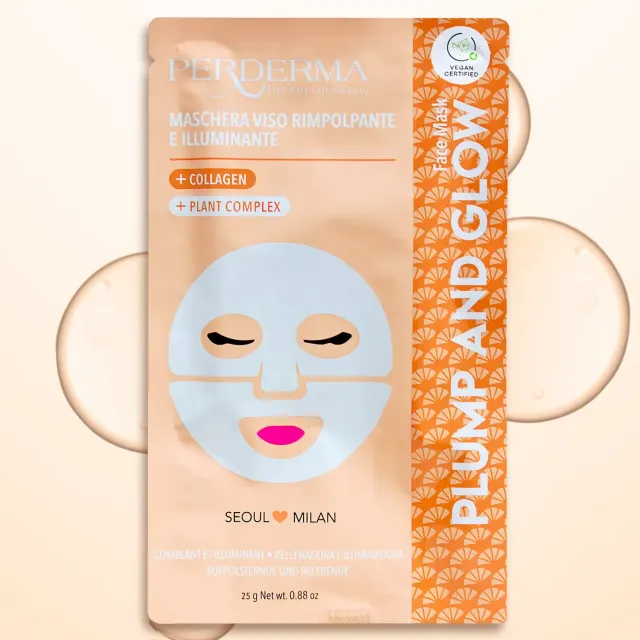 Perderma Collagene Vegano Maschera Viso Rimpolpante Illuminante