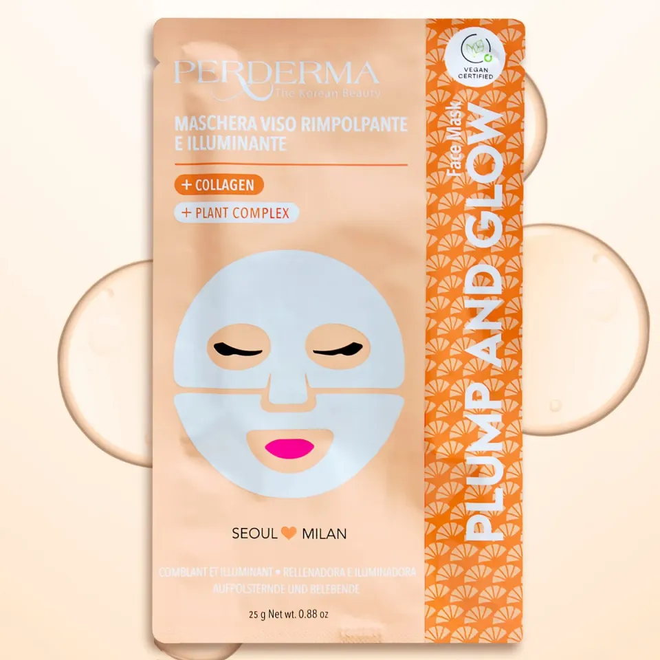 Perderma Plumping and Glowing maschera viso collagene vegano