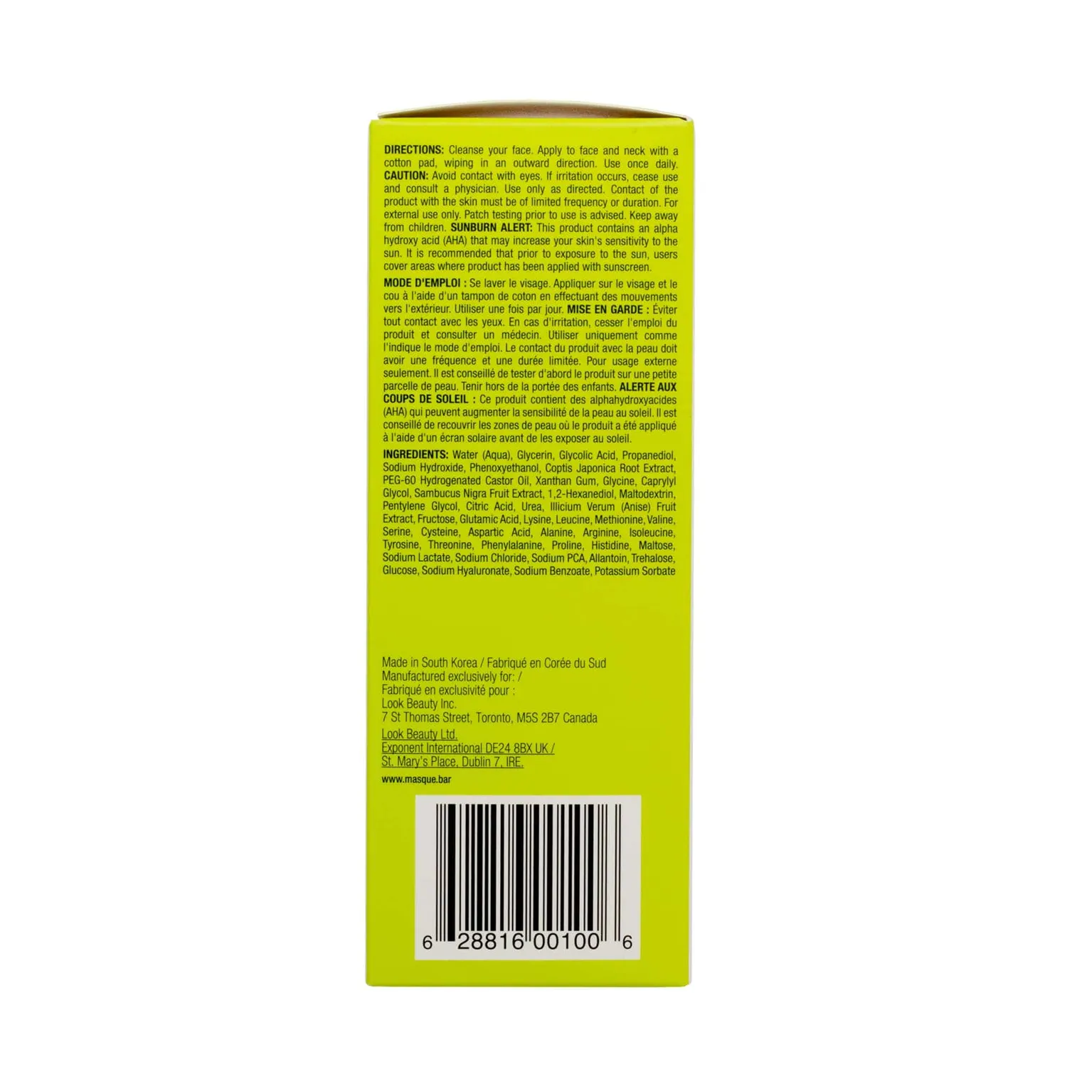 MasqueBar my iN.gredients Glycolic Acid tonico 7% viso