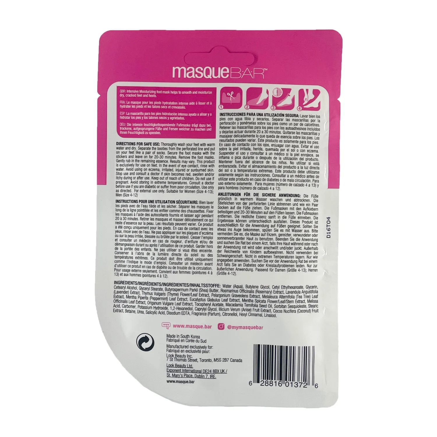 Masque Bar Intensive Moisturizing maschera piedi calzini