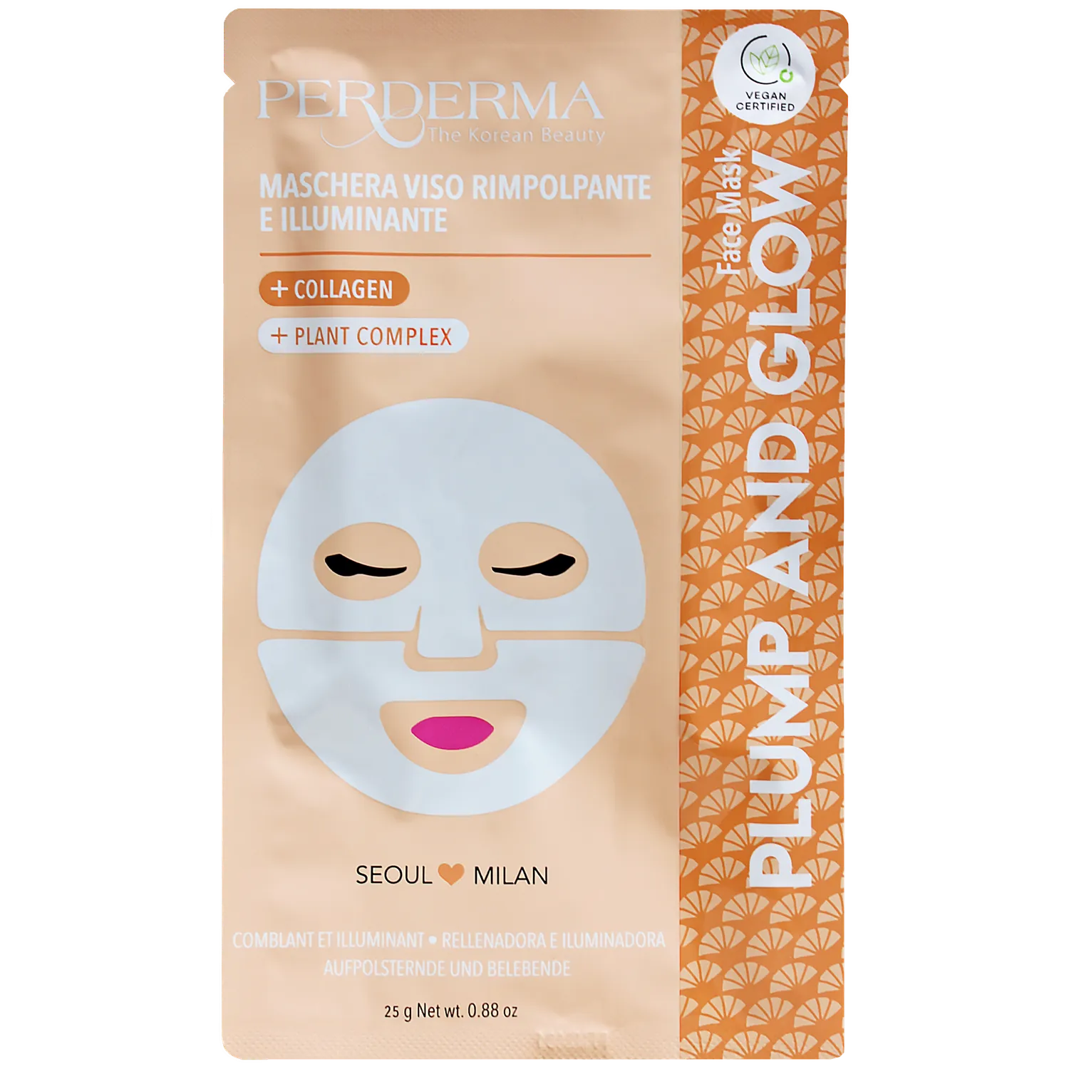 Perderma Plumping and Glowing maschera viso collagene vegano