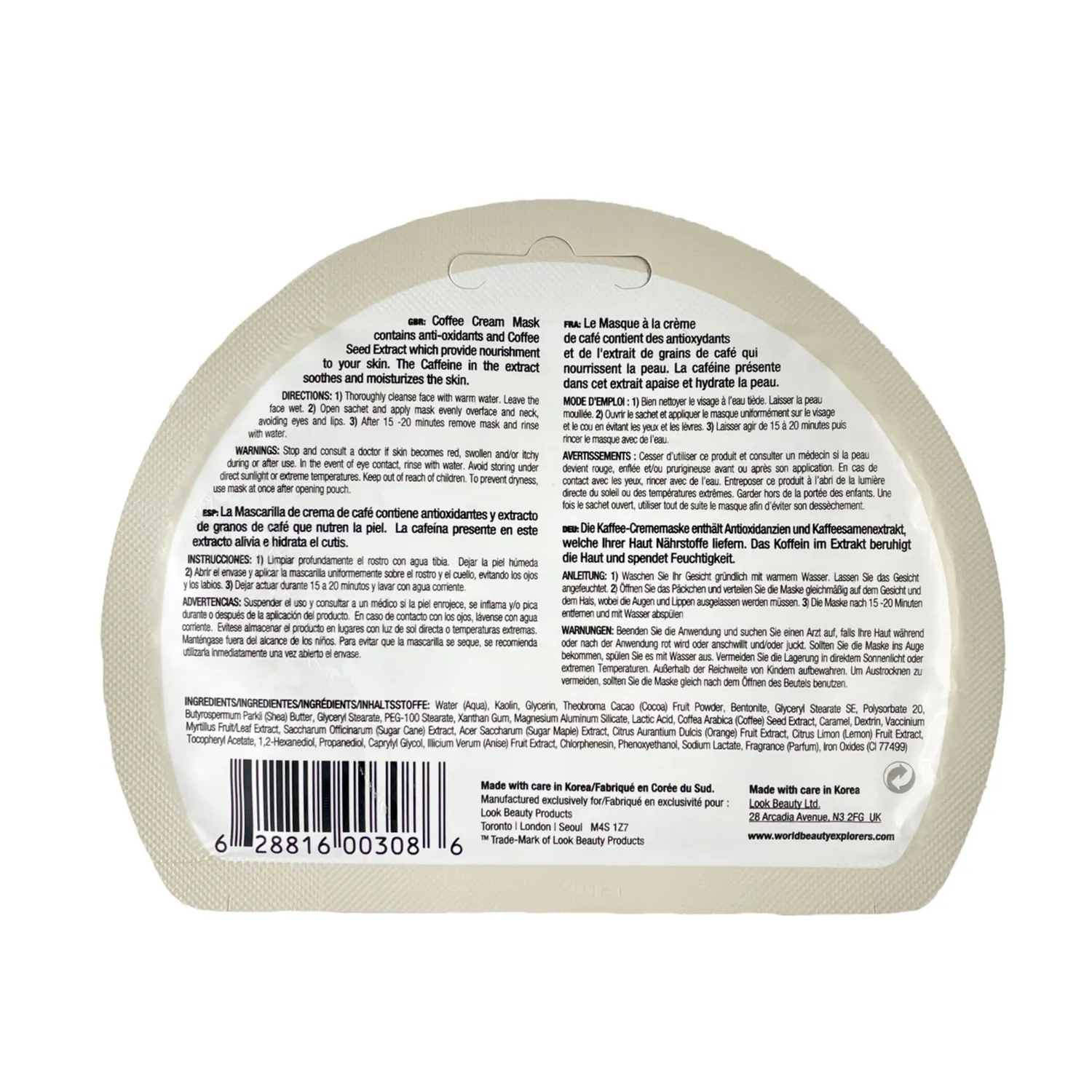 Masque Bar iN.gredients Coffee maschera crema viso nutriente