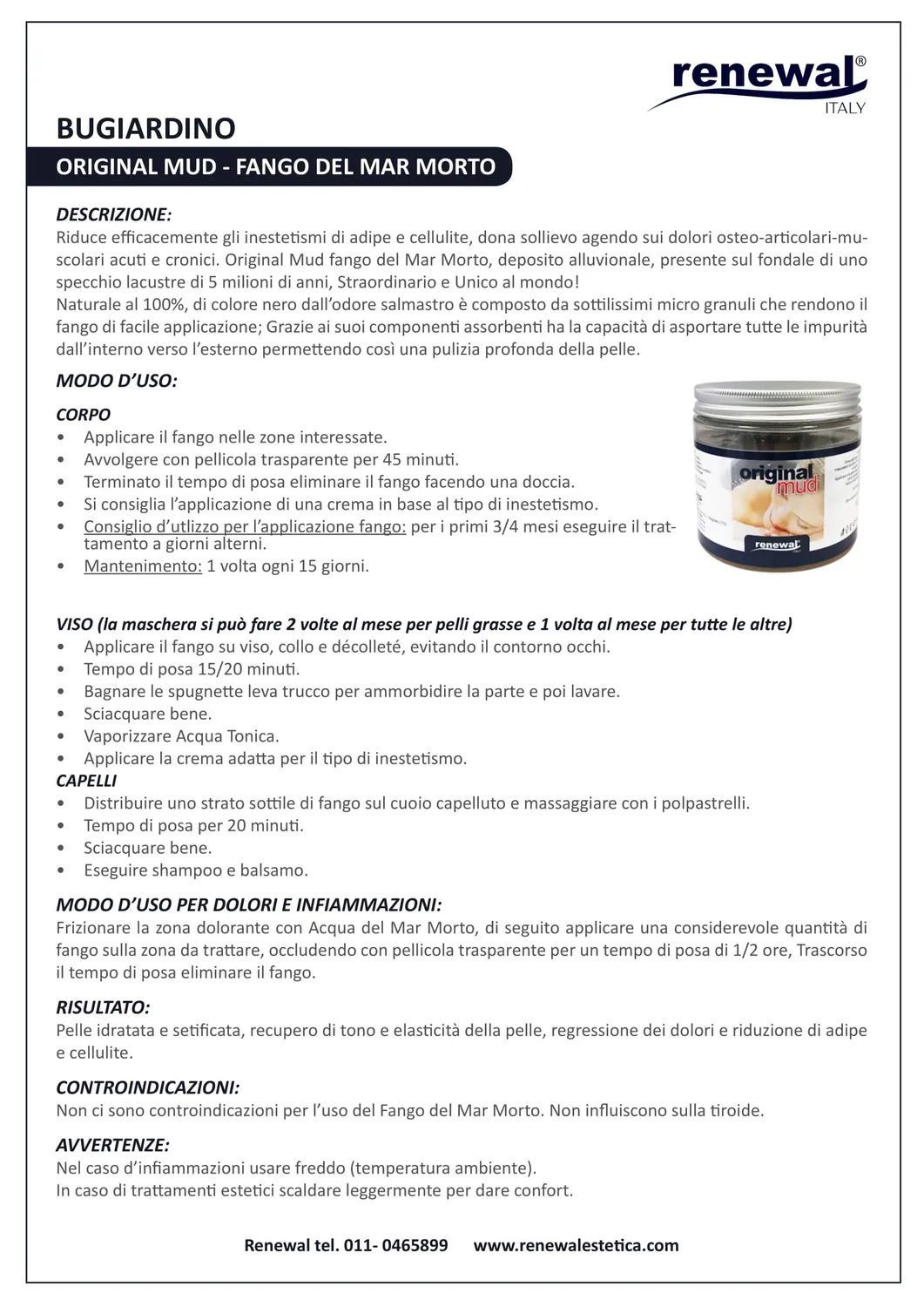 Renewal Original Mud Fango Mar Morto Corpo 1kg purificante