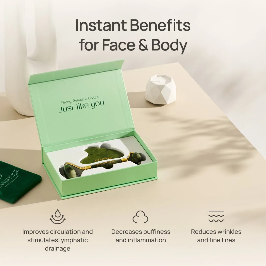 Plantifique Jade Roller & Gua Sha Set roller giada viso