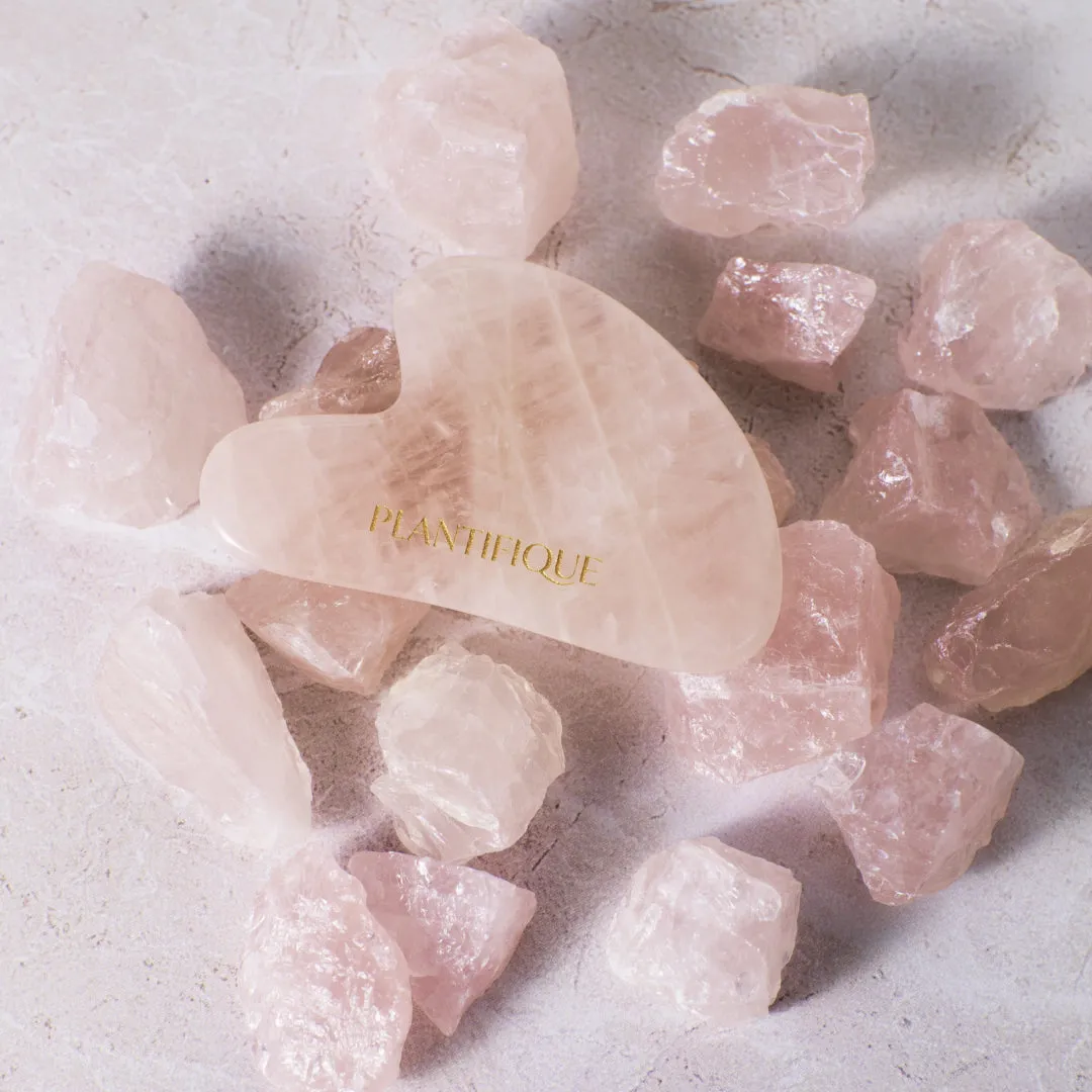Plantifique Rose Quartz Gua Sha Viso Quarzo Rosa con Custodia