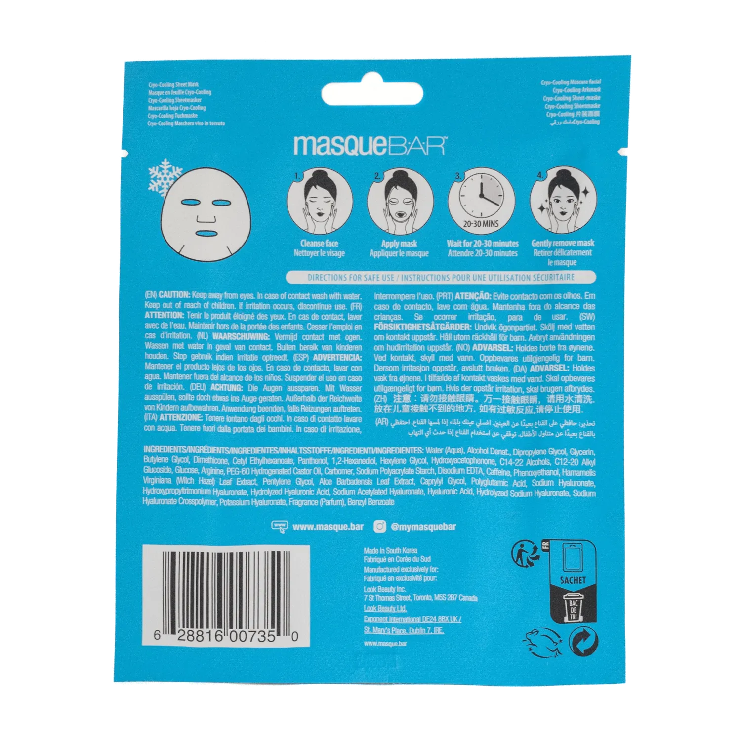 Masque Bar Cryo-Cooling Maschera Viso Fredda Idratante