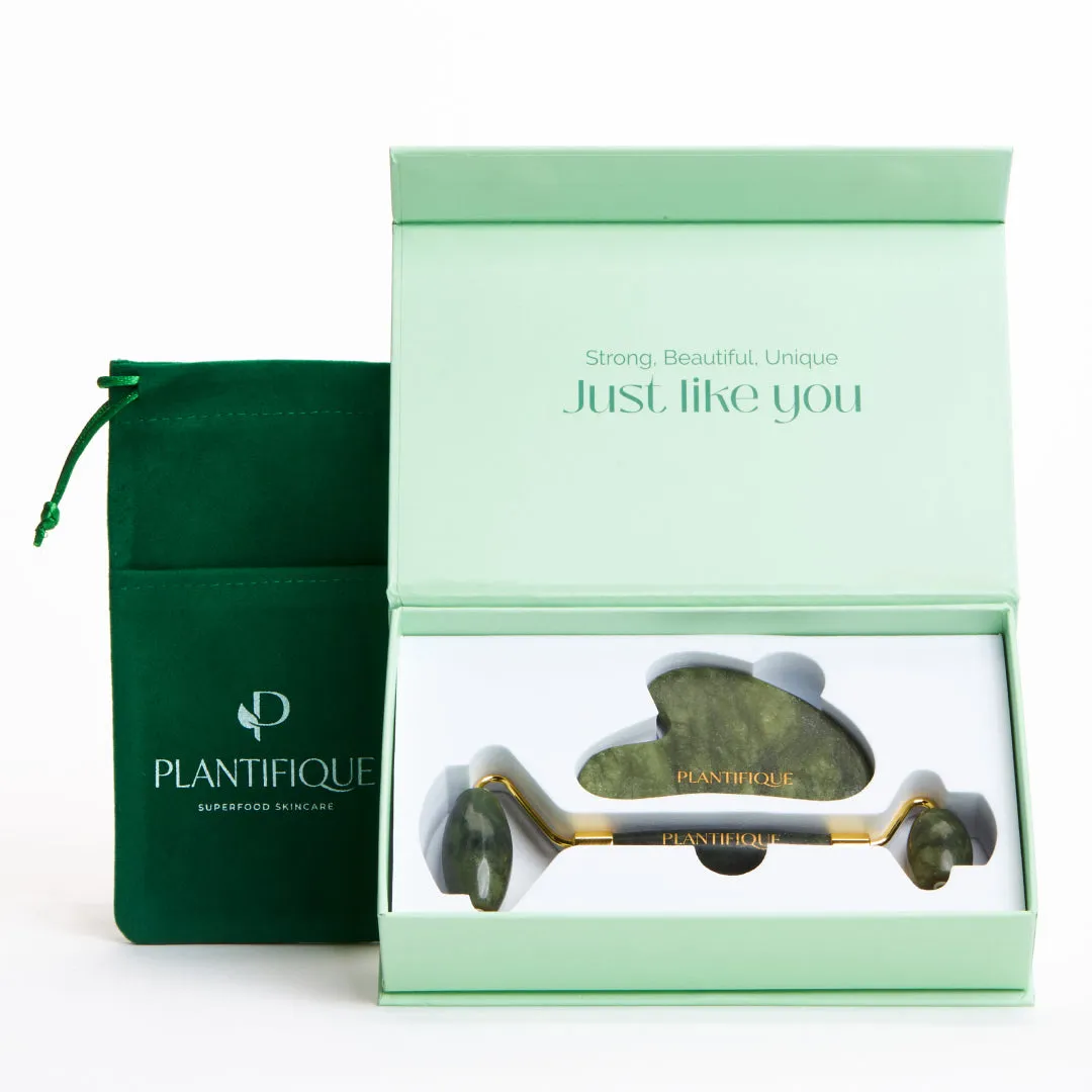 Plantifique Jade Roller & Gua Sha Set roller giada viso