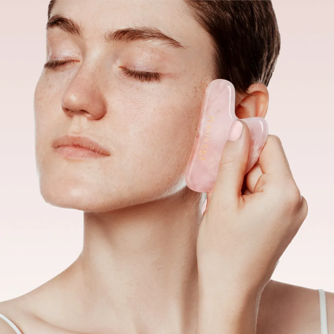 Plantifique Set Rullo Viso Quarzo Rosa e Gua Sha