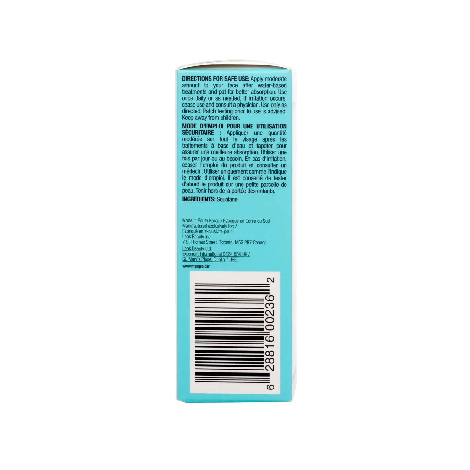Masque Bar my iN.gredients Squalane siero viso 100% naturale