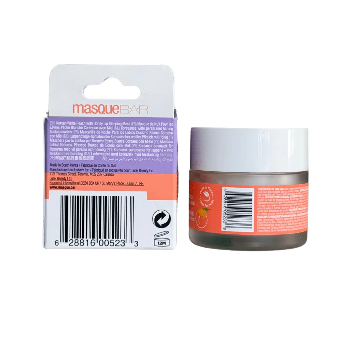 MasqueBar White Peach Honey lip mask labbra miele notte