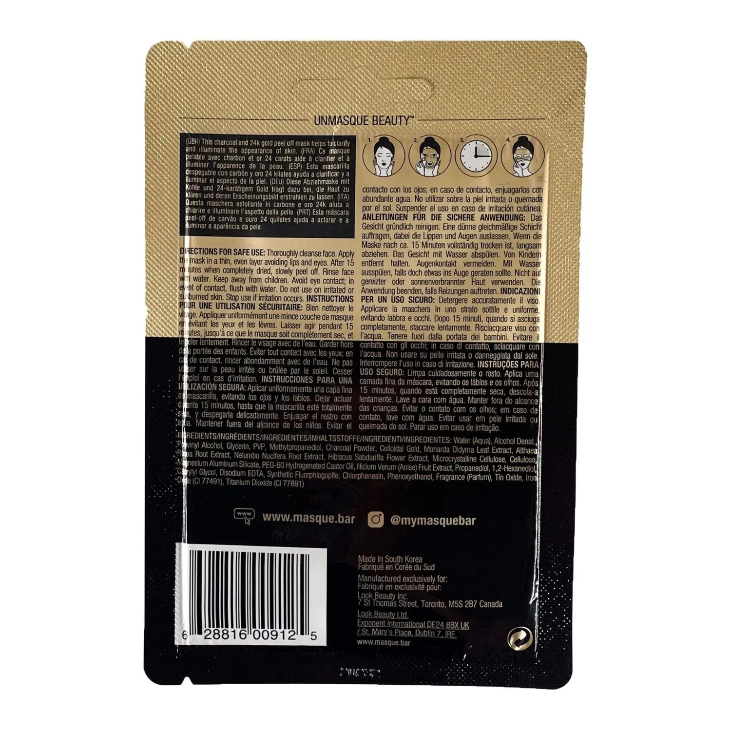 Masque Bar Metallics 24K Black Gold Maschera Peel Off