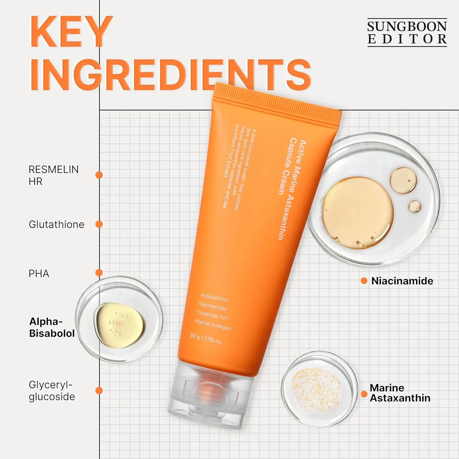 Sungboon Editor Active Marine Astaxanthin crema viso 50 g illuminante