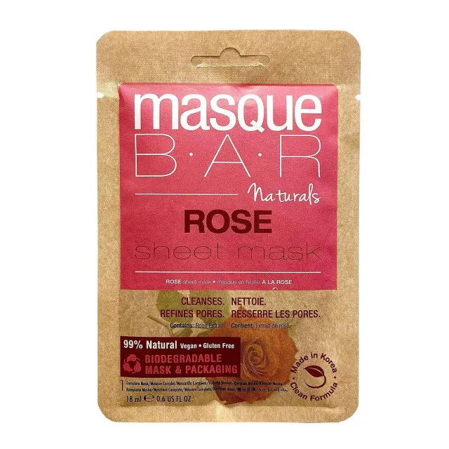 Masque Bar Naturals Rose maschera tessuto idratante illuminante