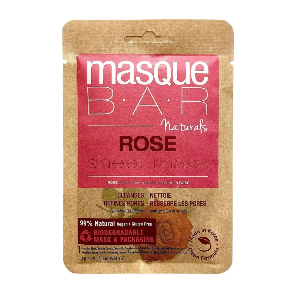 Masque Bar Naturals Rose maschera tessuto idratante illuminante
