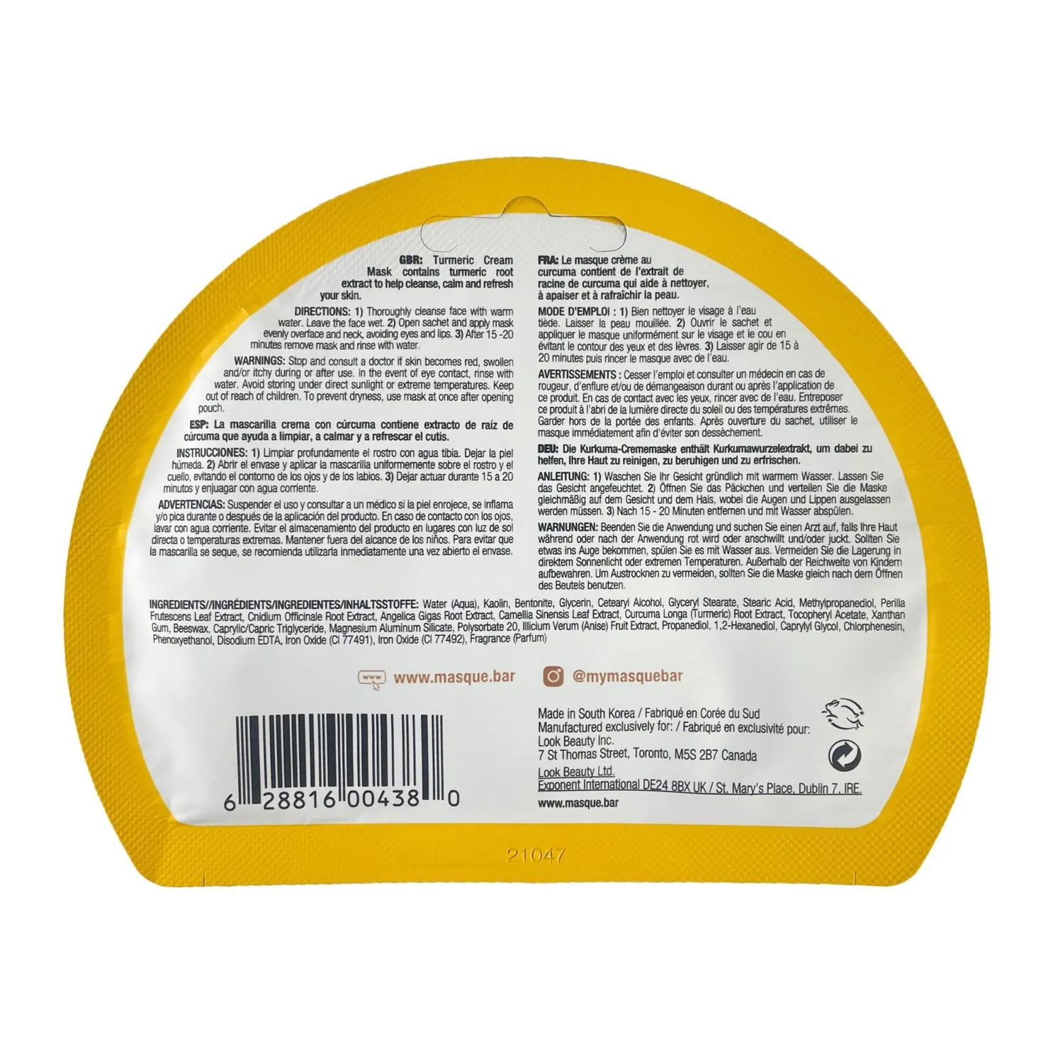 Masque Bar iN.gredients Turmeric maschera viso monodose pori