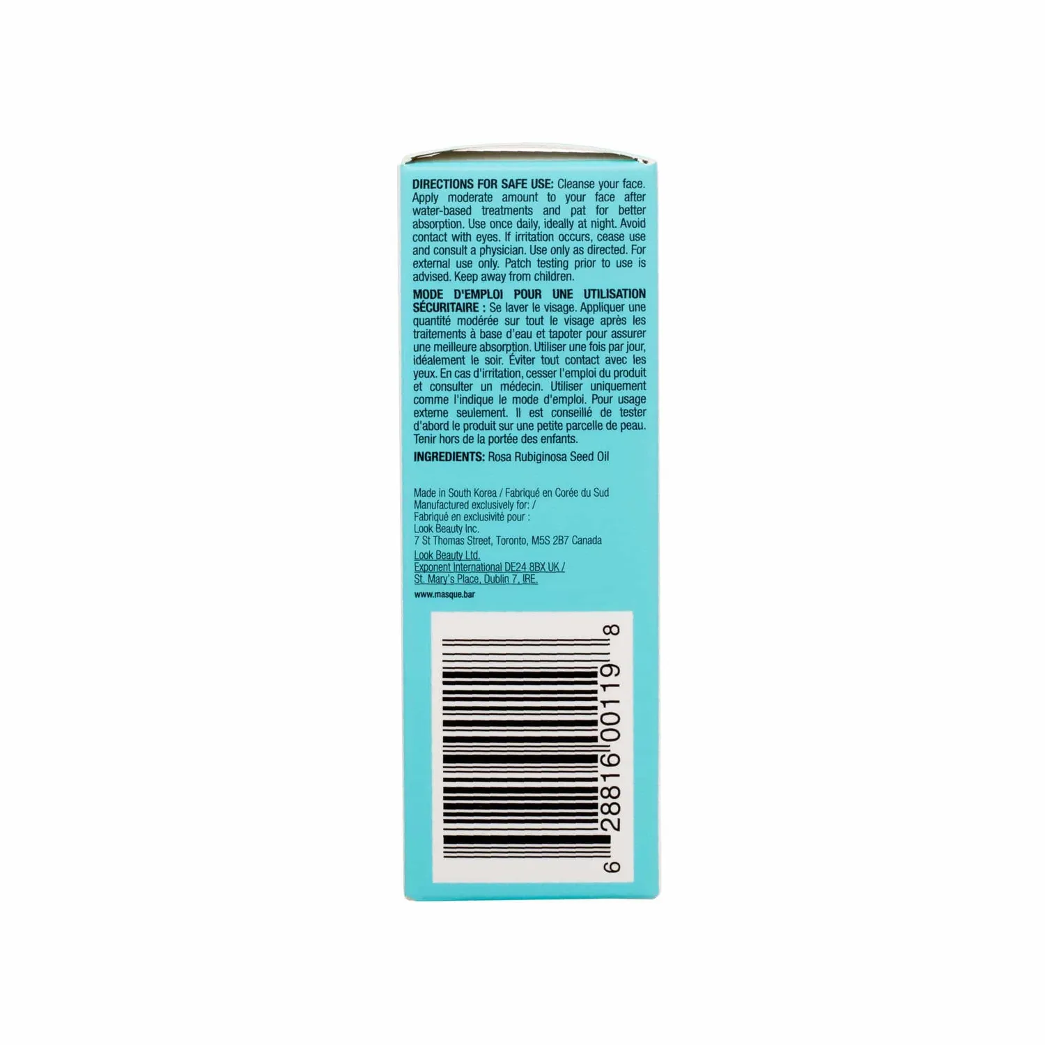 Masque Bar my iN.gredients 100% olio viso rosa mosqueta nutriente