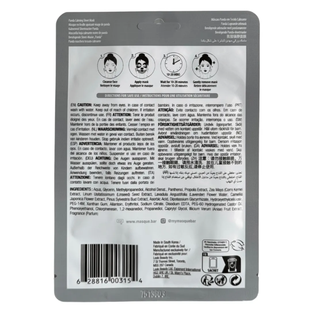 Masque Bar Pretty Animalz Panda Maschera Viso Lenitiva