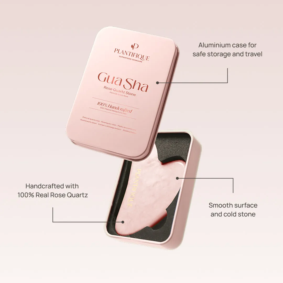 Plantifique Rose Quartz Gua Sha Viso Quarzo Rosa con Custodia