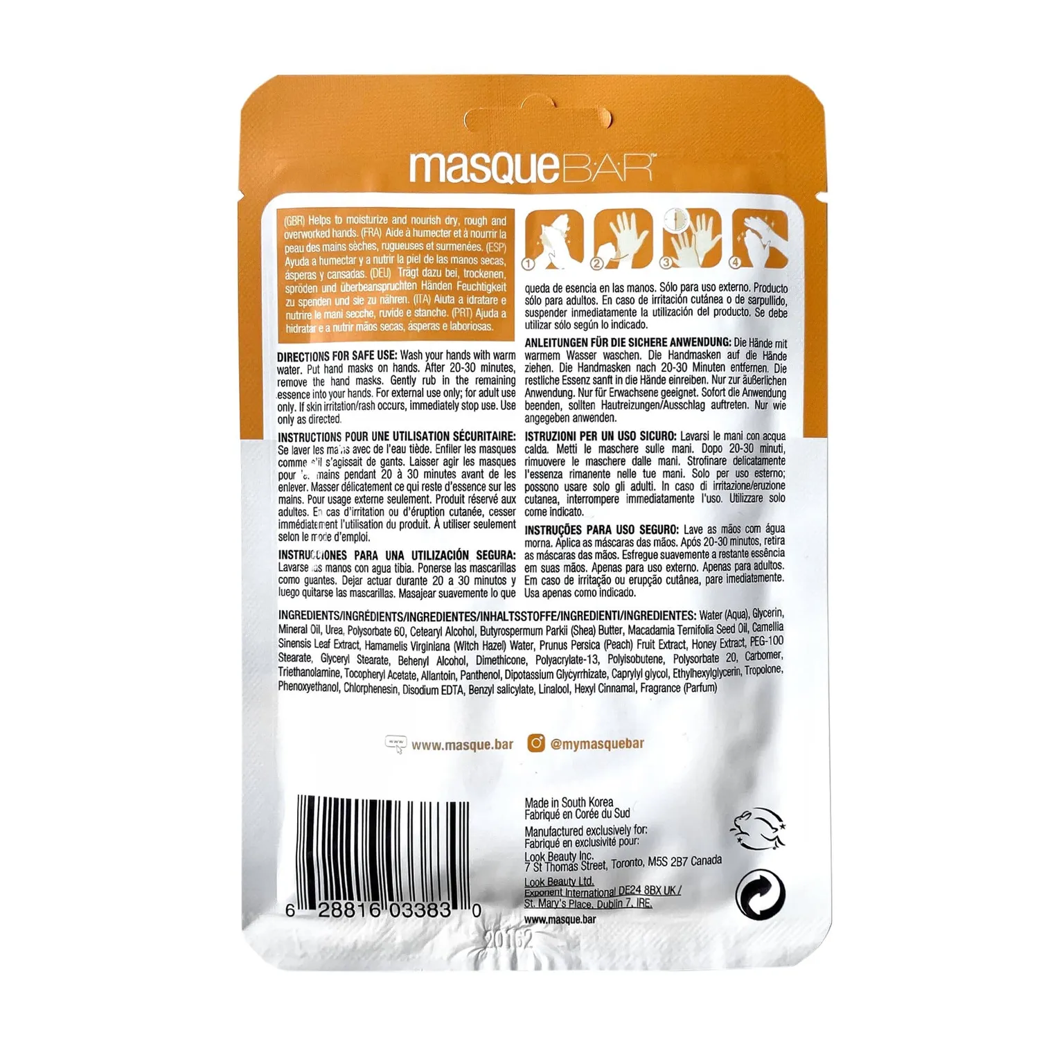 Masque Bar Moisture Nourishing Maschera Mani Guanti Idratante