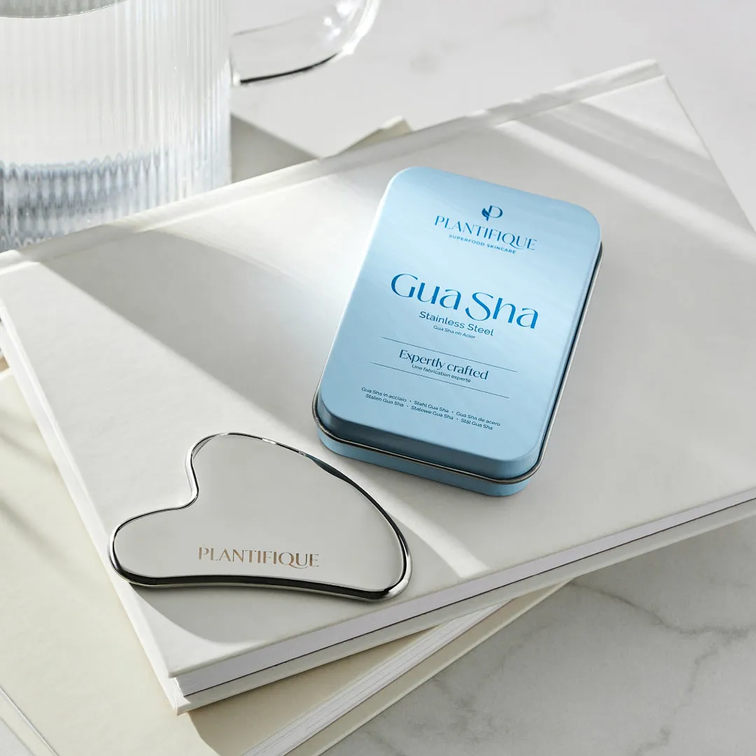 Plantifique Ultimate Gua Sha Trio Pietre Viso Giada Quarzo Acciaio