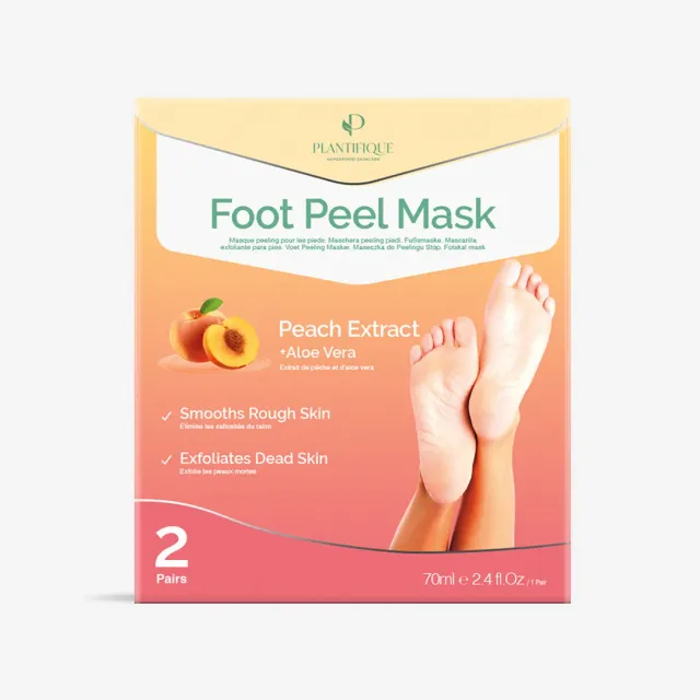 Plantifique Peach maschera piedi esfoliante 2 paia alla pesca